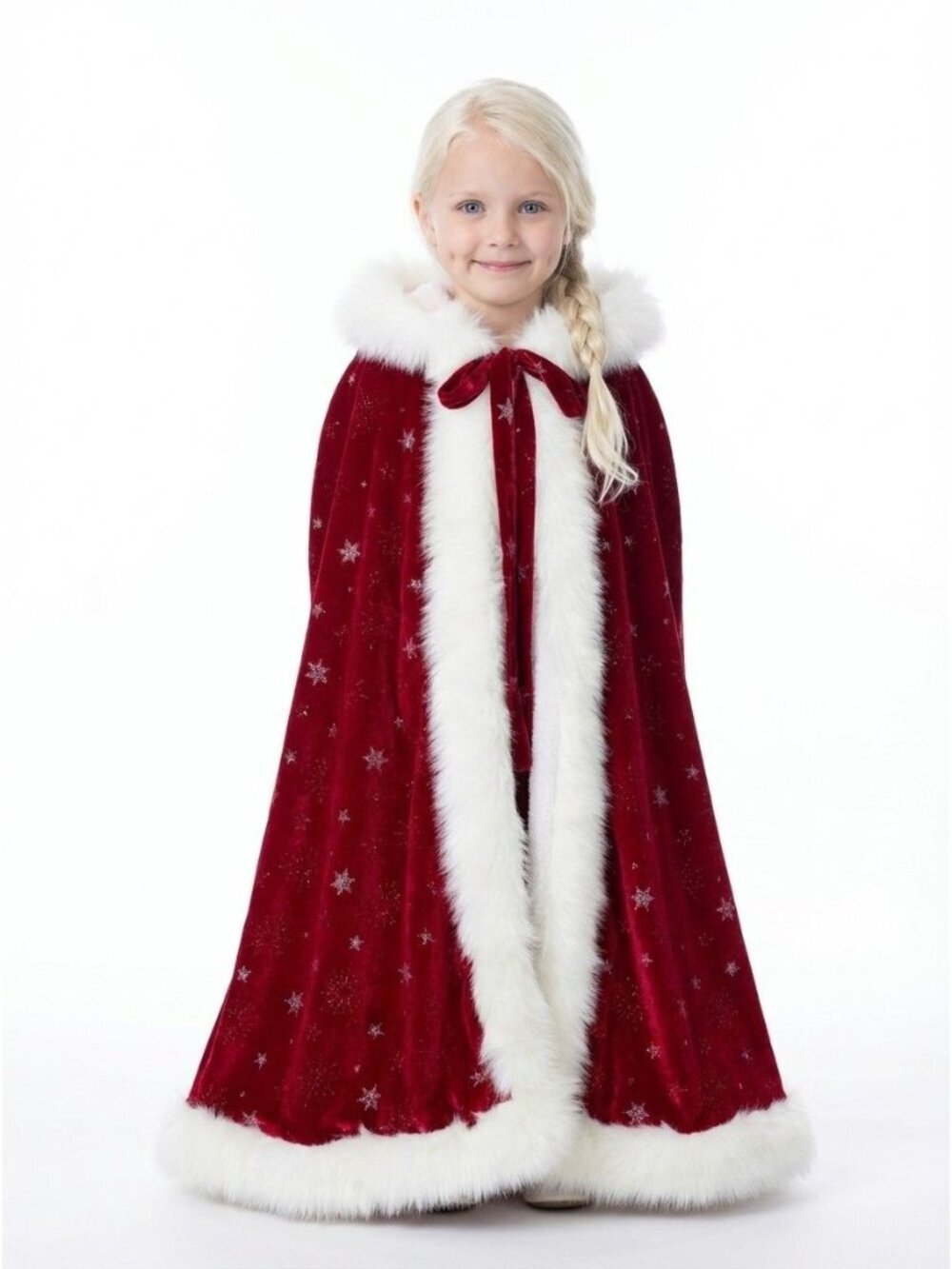 Girls Red Winter Princess Inspired Cape - Picture 2 of 2